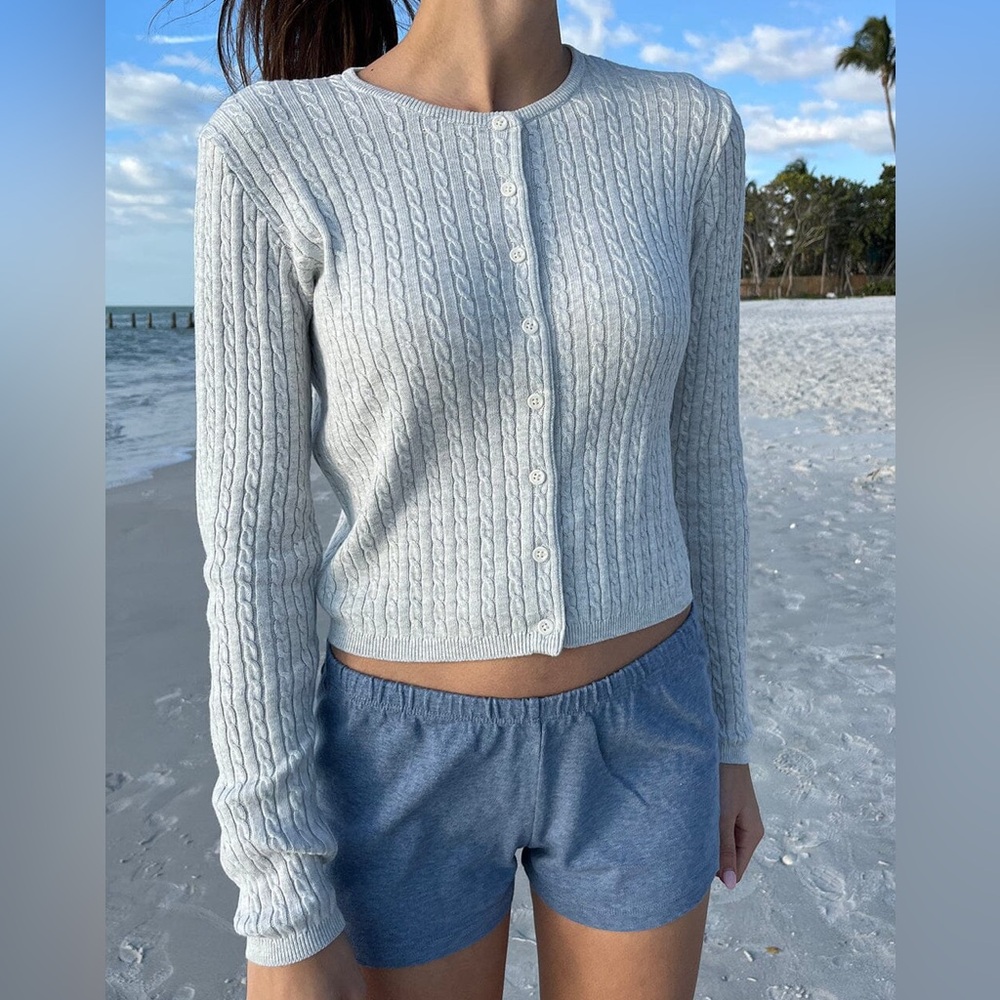 Brandy Melville Gray Cable Knit Cardigan